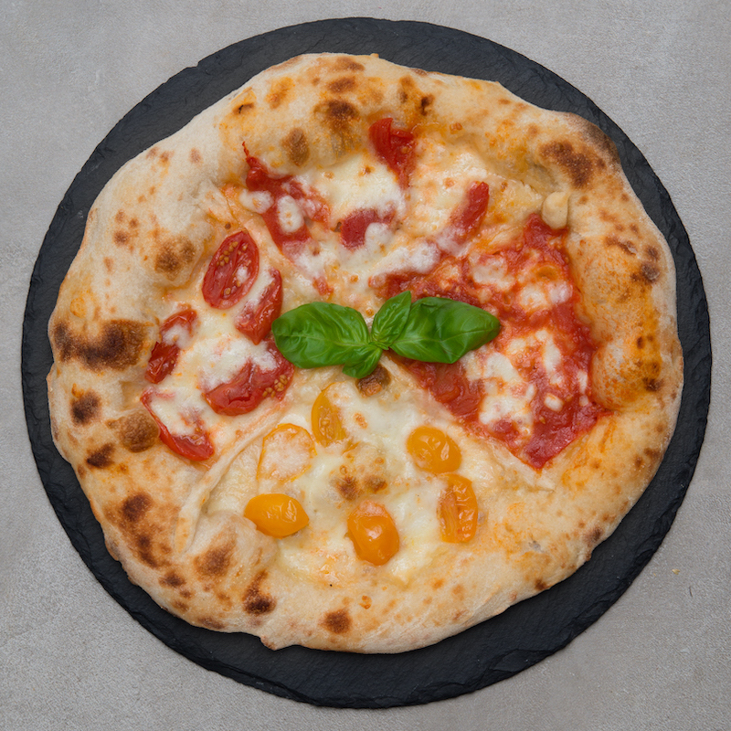 Four tomato margherita pizza